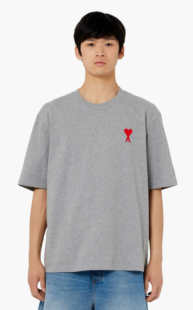 AMI Paris Tonal Ami De Coeur T-Shirt Heather Grey
