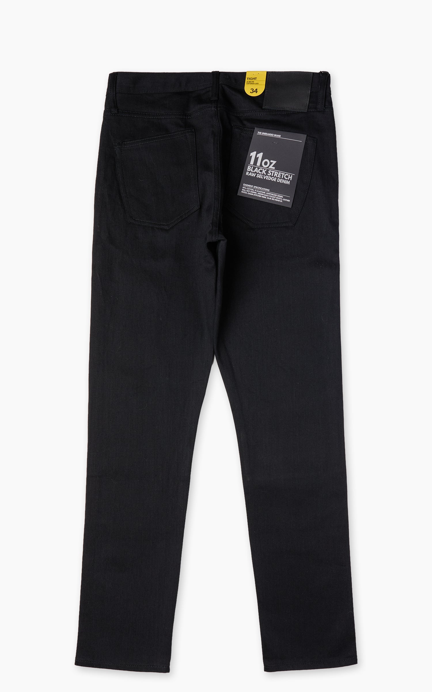 The Unbranded Brand UB444 Tight Fit Solid Black Stretch Selvedge Denim 11oz