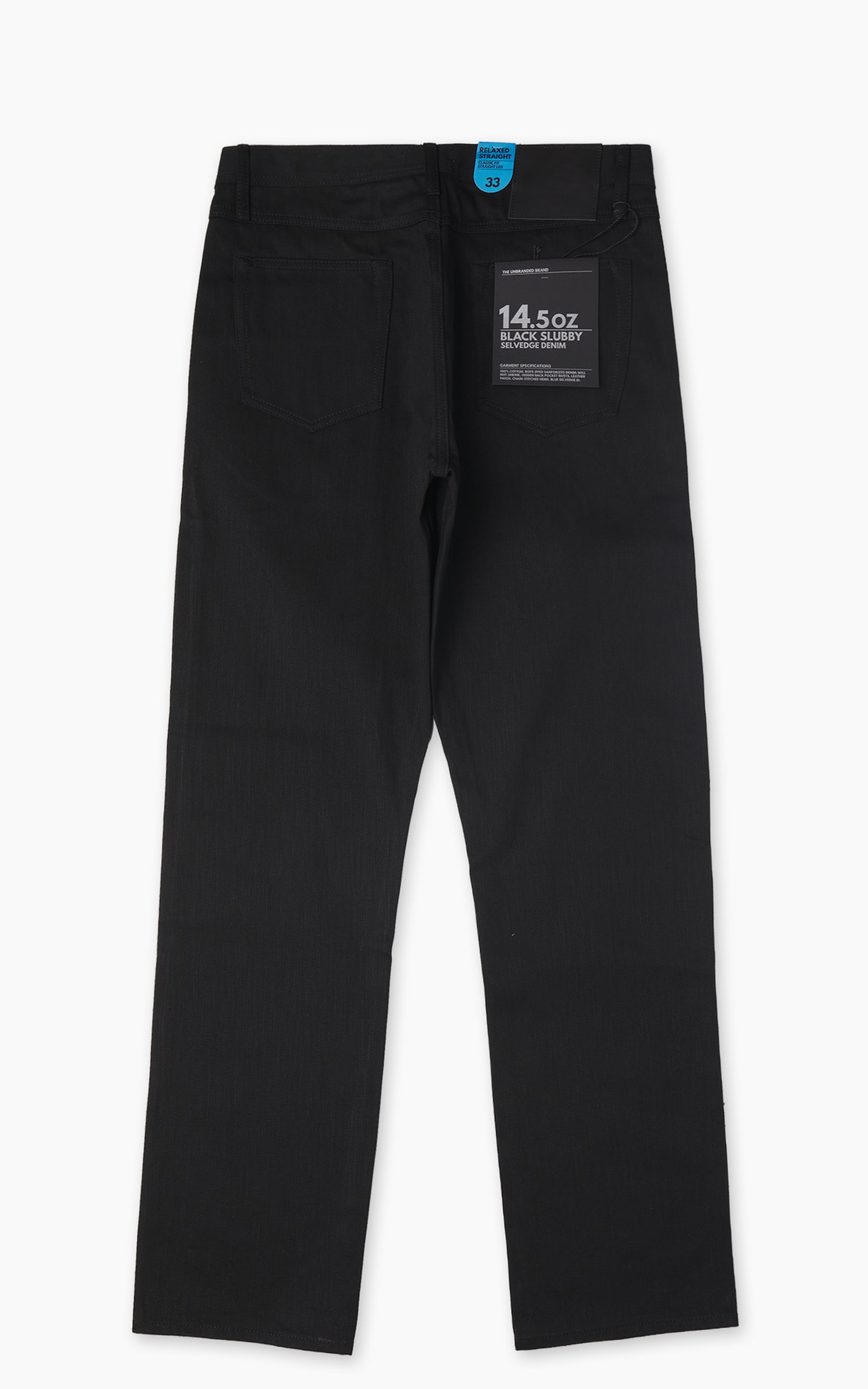 The Unbranded Brand UB848 Relaxed Straight Fit Slubby Black Selvedge 14.5oz