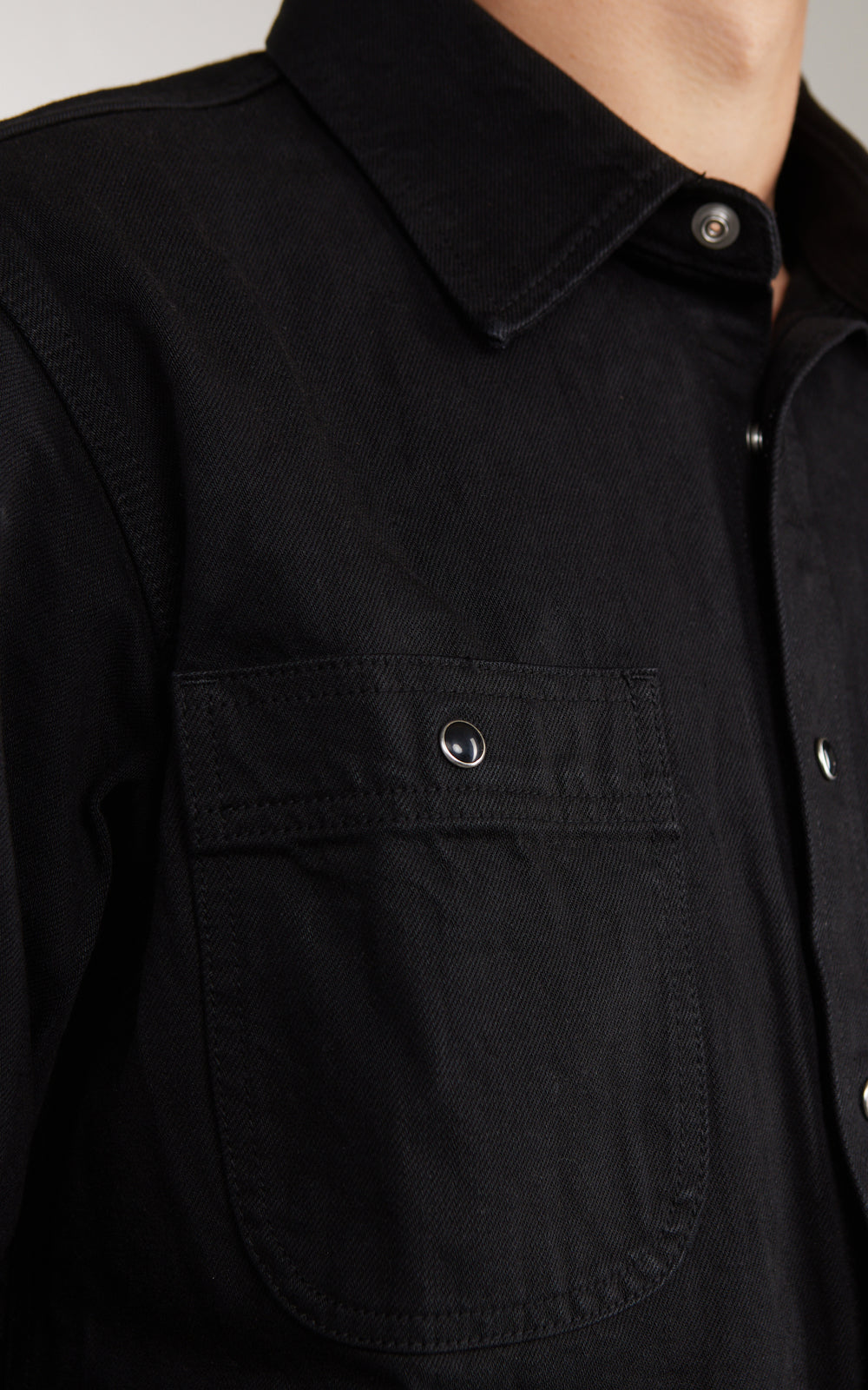 The Unbranded Brand UBS433 Work Shirt Solid Black Selvedge 12oz