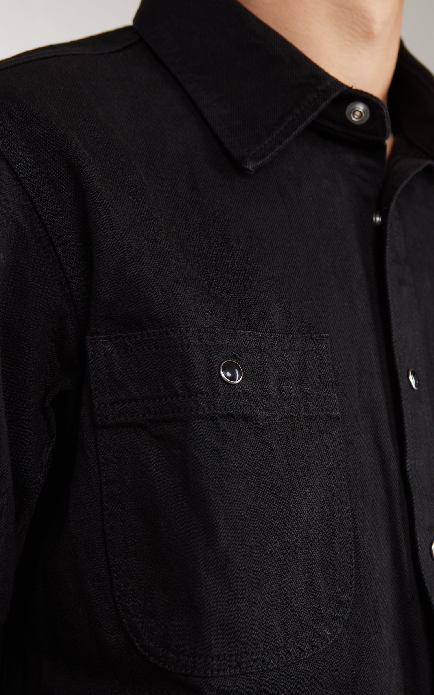 The Unbranded Brand UBS433 Work Shirt Solid Black Selvedge 12oz