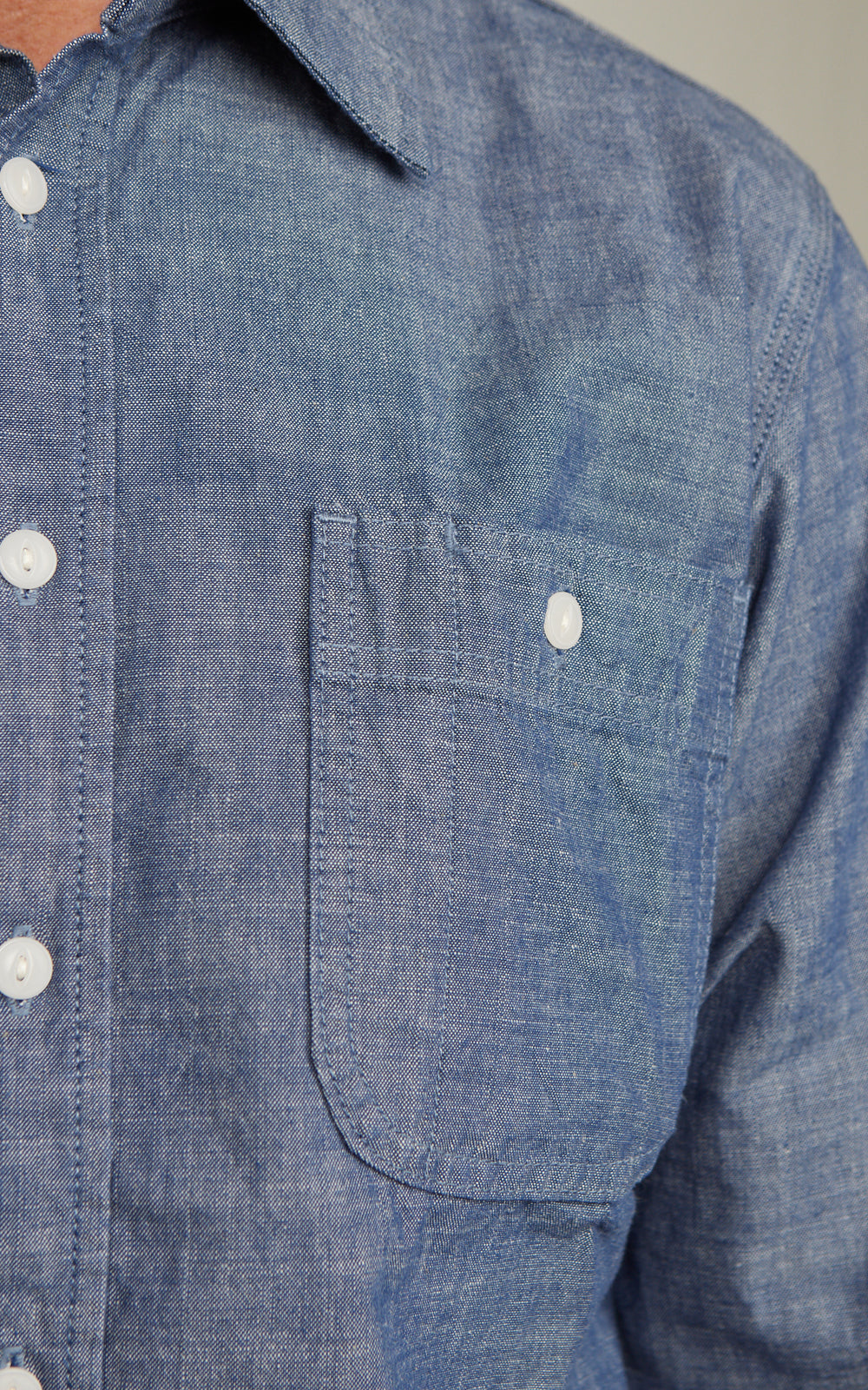 The Unbranded Brand UBS435 Work Shirt Selvedge Chambray Blue 8.2oz