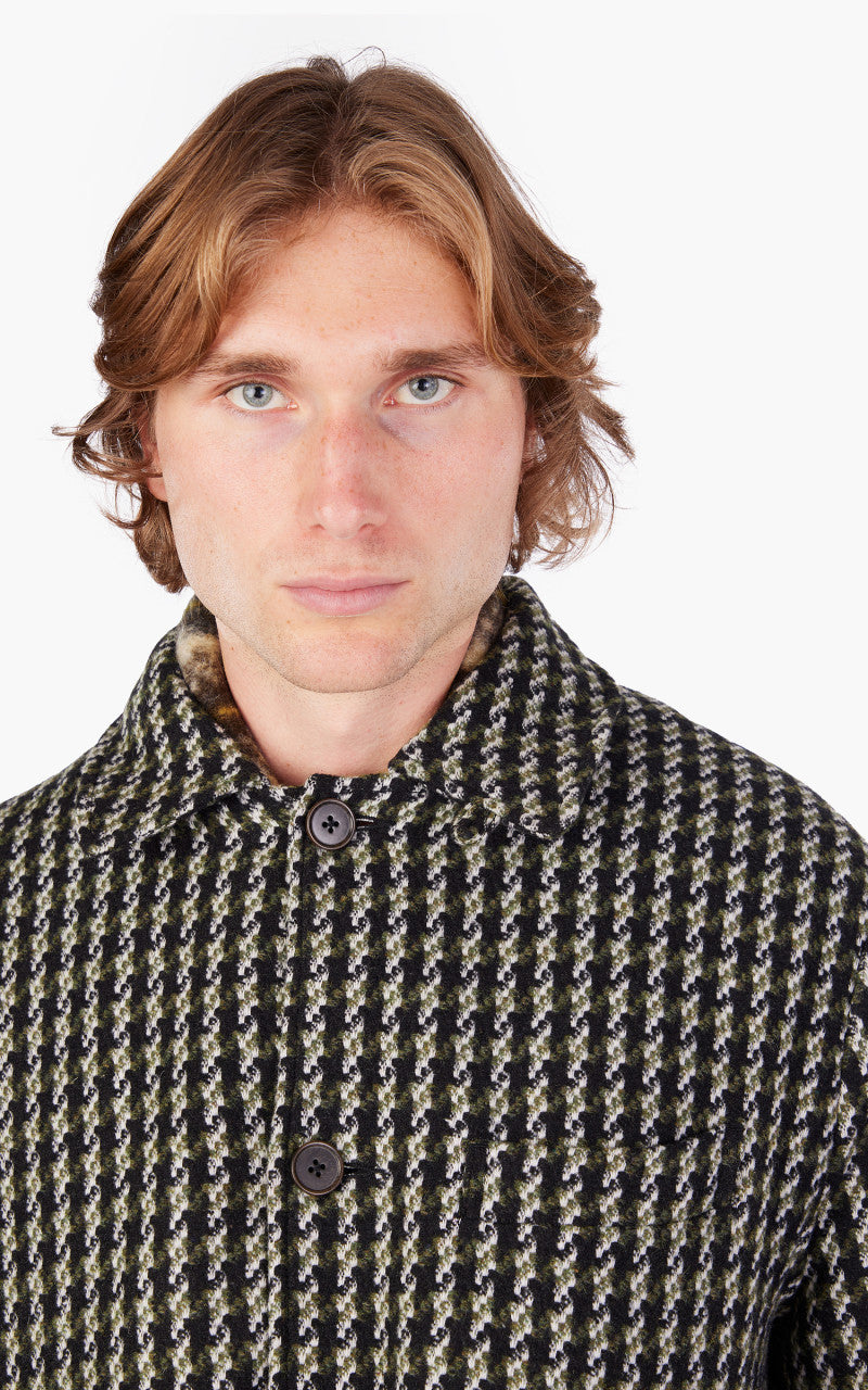 Universal Works Long Swing Overcoat Cortina Tweed Olive