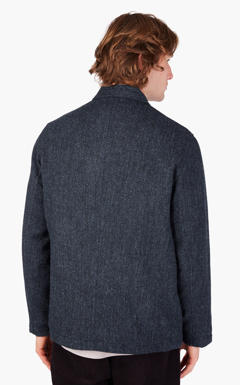 Universal Works Bakers Jacket Harris Tweed Navy Herringbone