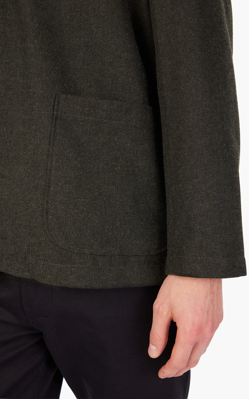 Universal Works Three Button Jacket Italian Tweed Olive