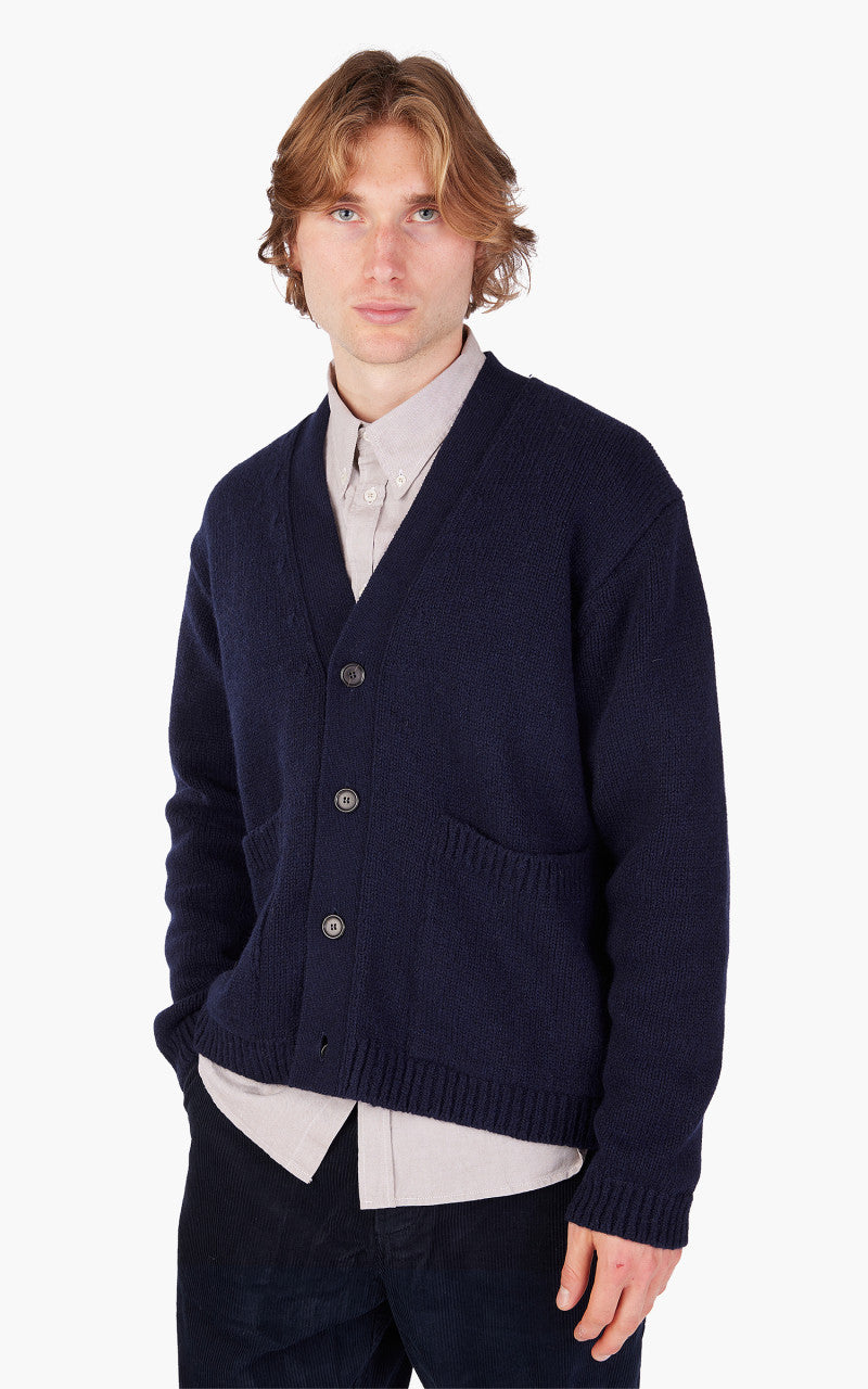 Universal Works Langdale Cardigan Eco Wool Navy