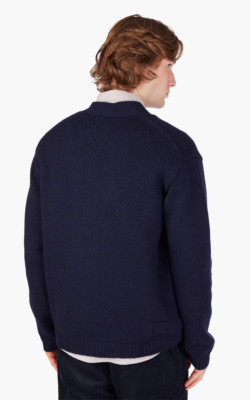 Universal Works Langdale Cardigan Eco Wool Navy