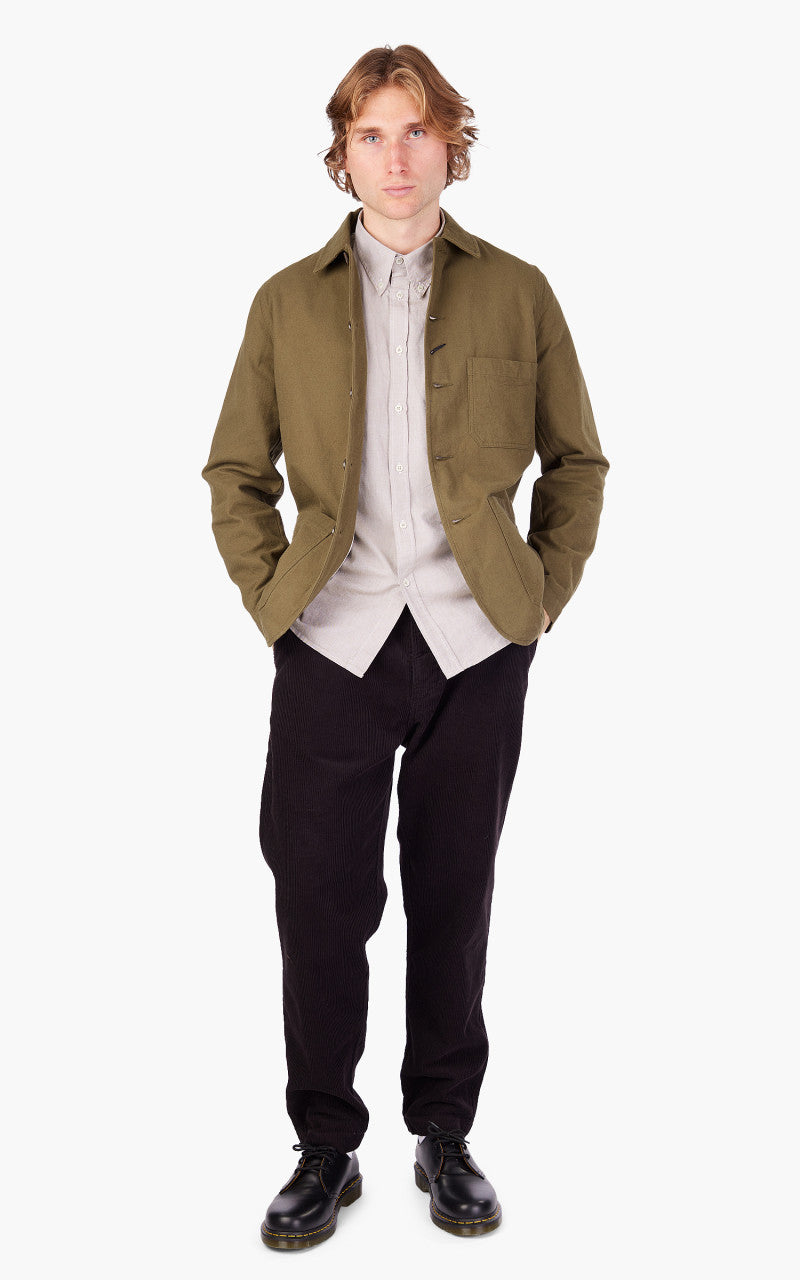 Universal Works Bakers Chore Jacket Nebraska Cotton Olive