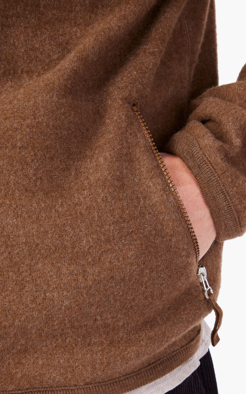 Universal Works Surfer Hoodie Wool Cotton Knit Brown