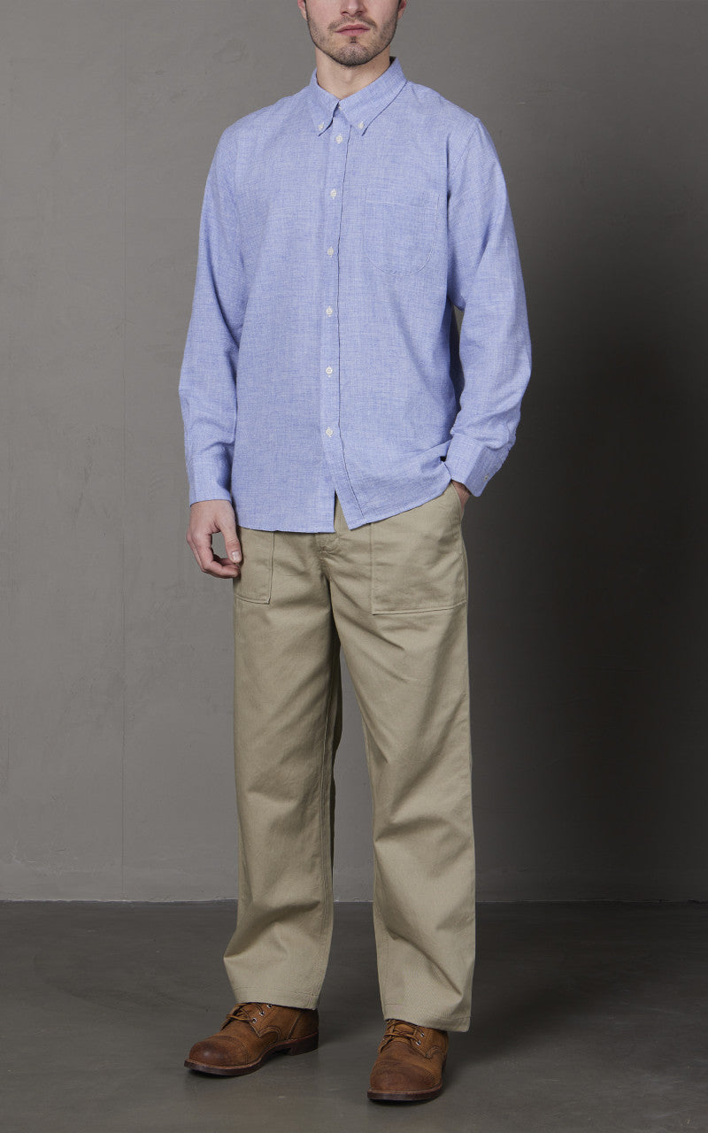 Universal Works Brushed Cotton Wool Daybrook Shirt Blue