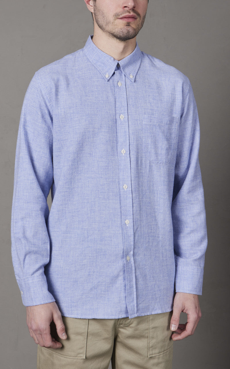 Universal Works Brushed Cotton Wool Daybrook Shirt Blue
