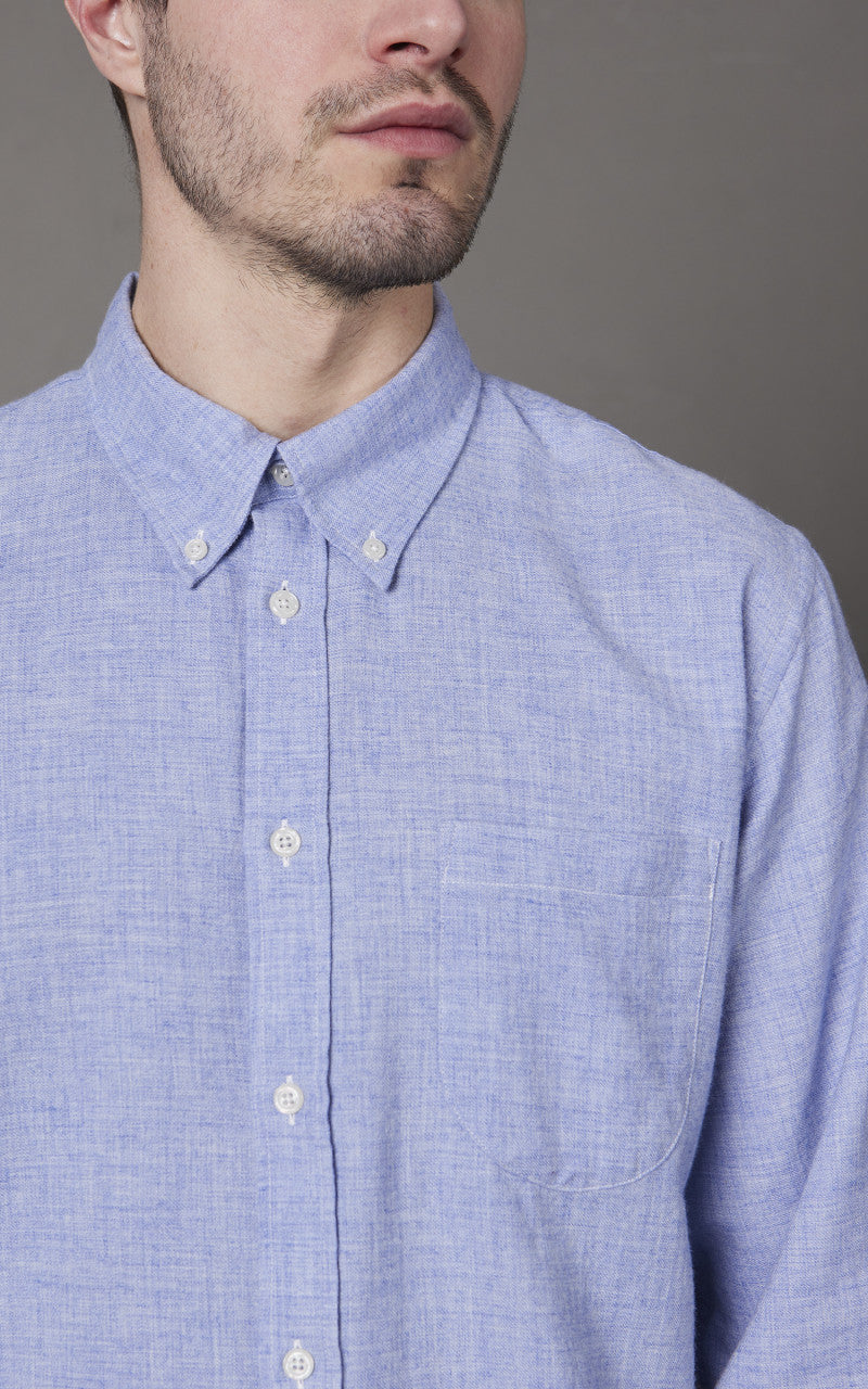 Universal Works Brushed Cotton Wool Daybrook Shirt Blue