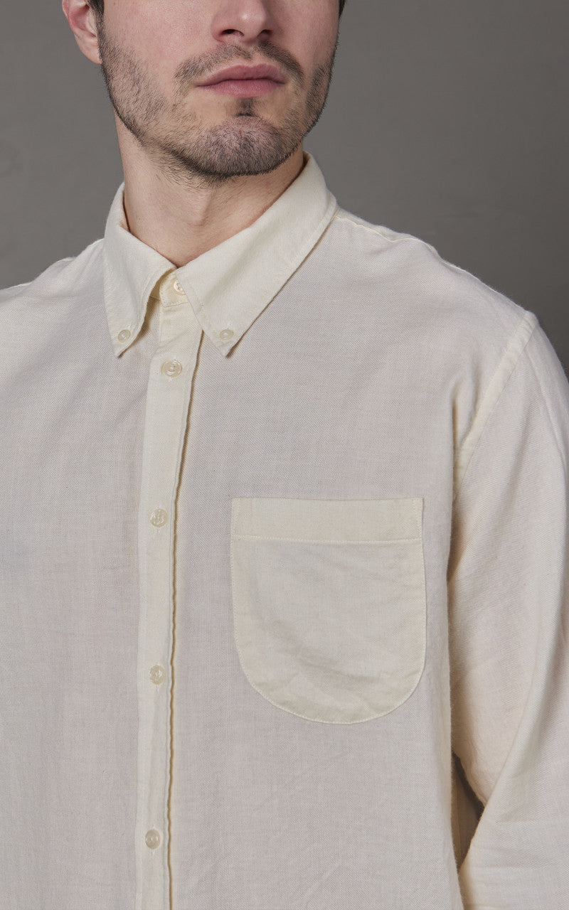Universal Works Brushed Cotton Wool Daybrook Shirt Ecru