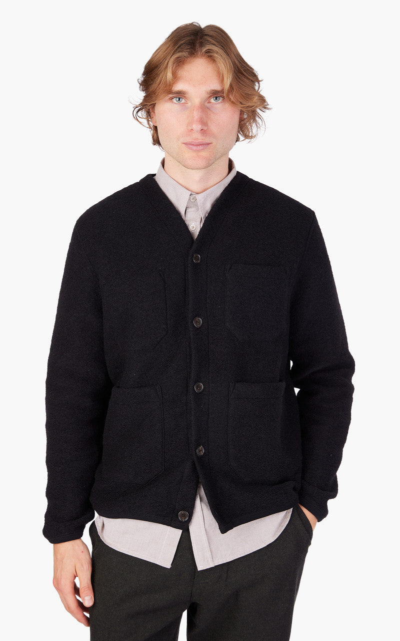 Universal Works Cardigan Wool Fleece Black