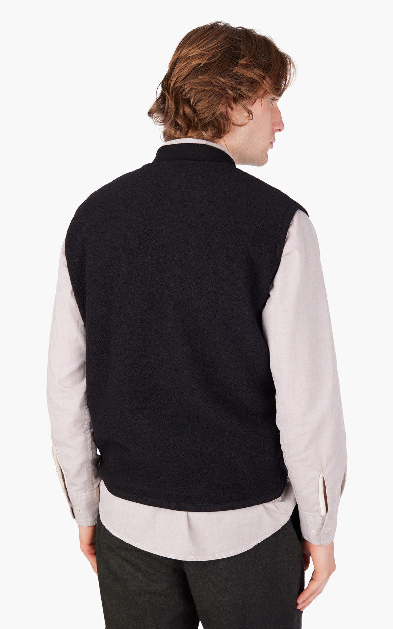 Black Wool Fleece Universal Works Vest Universal Works Zip