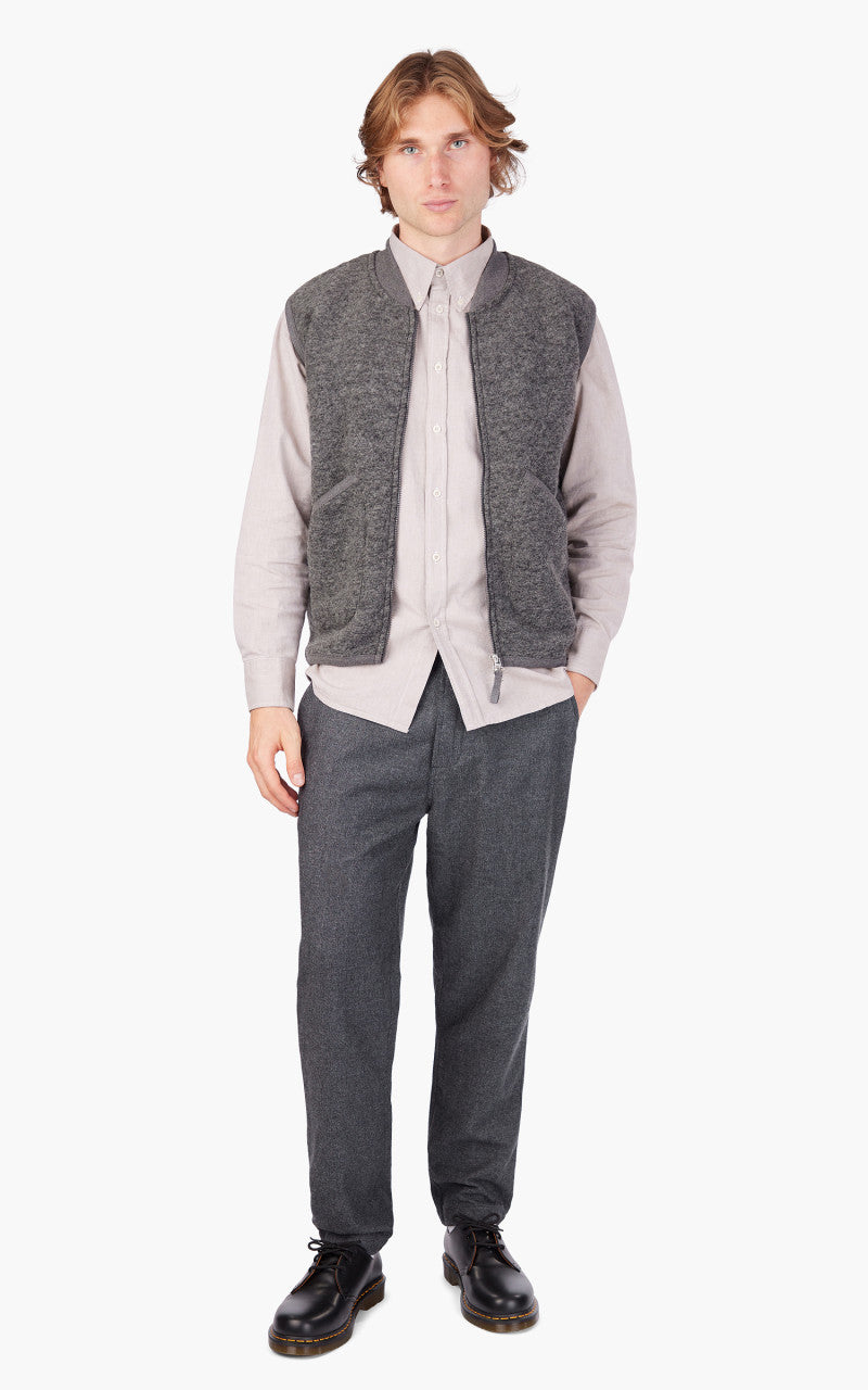 Universal Works Zip Waistcoat Wool Fleece Grey Marl
