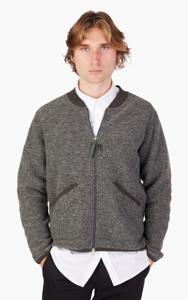 Universal Works Zip Bomber Wool Fleece Grey Marl