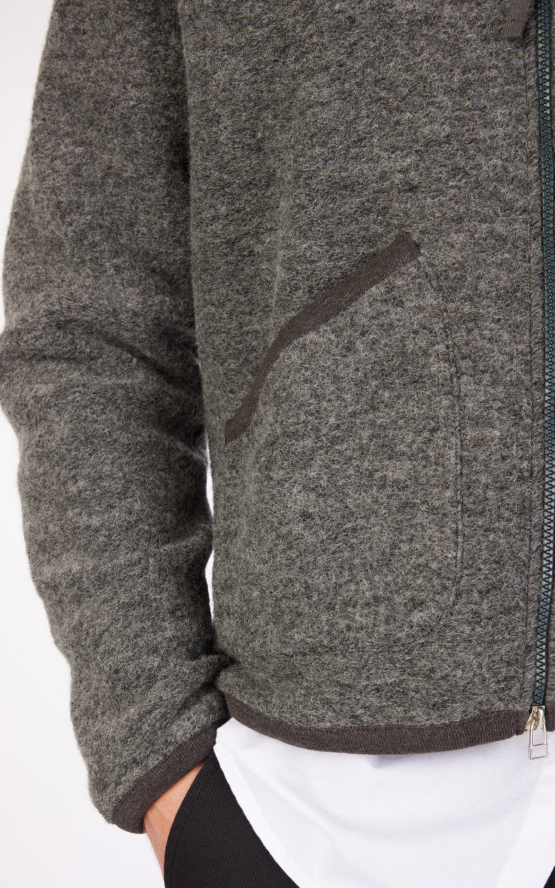Universal Works Zip Bomber Wool Fleece Grey Marl