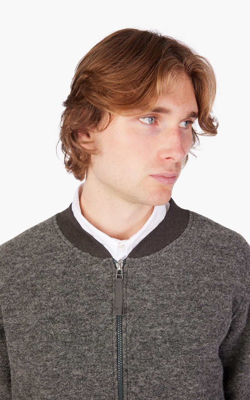 Universal Works Zip Bomber Wool Fleece Grey Marl