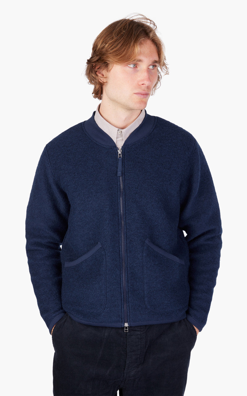 Universal Works Zip Bomber Wool Fleece Indigo