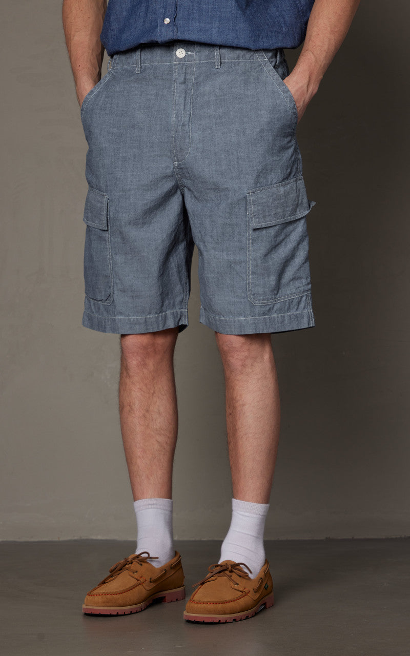 Universal Works MW Cargo Short Chambray Indigo