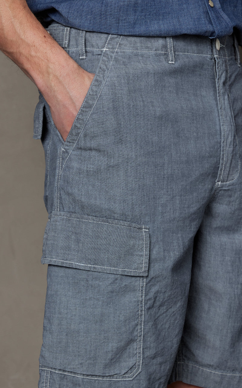 Universal Works MW Cargo Short Chambray Indigo