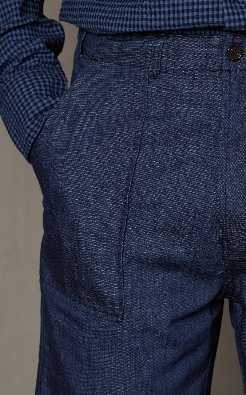 Universal Works Fatigue Short Atlantic Denim Indigo