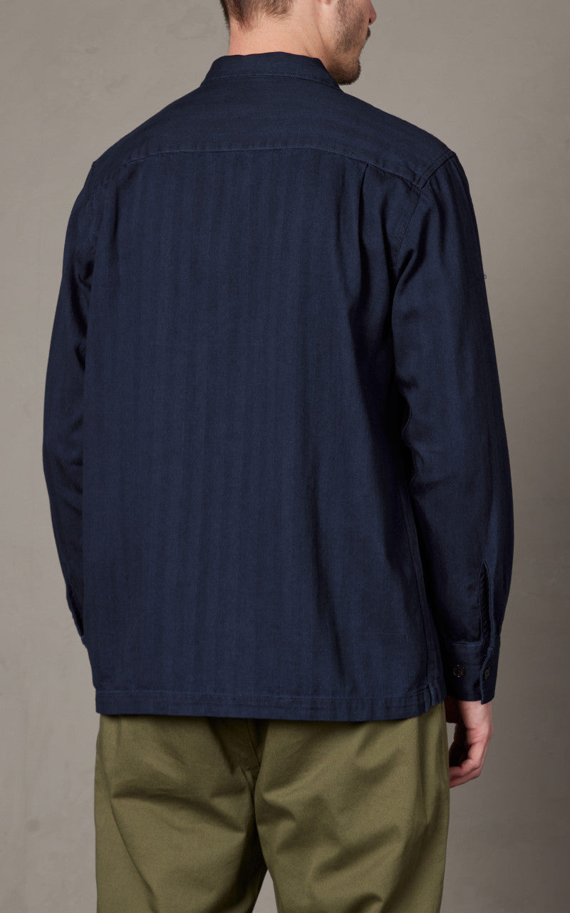 Universal Works L/S Utility Shirt Herringbone Denim Indigo