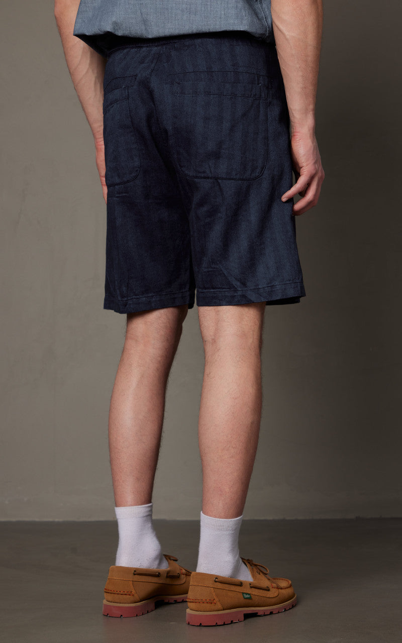 Universal Works Lumber Short Herringbone Denim Indigo