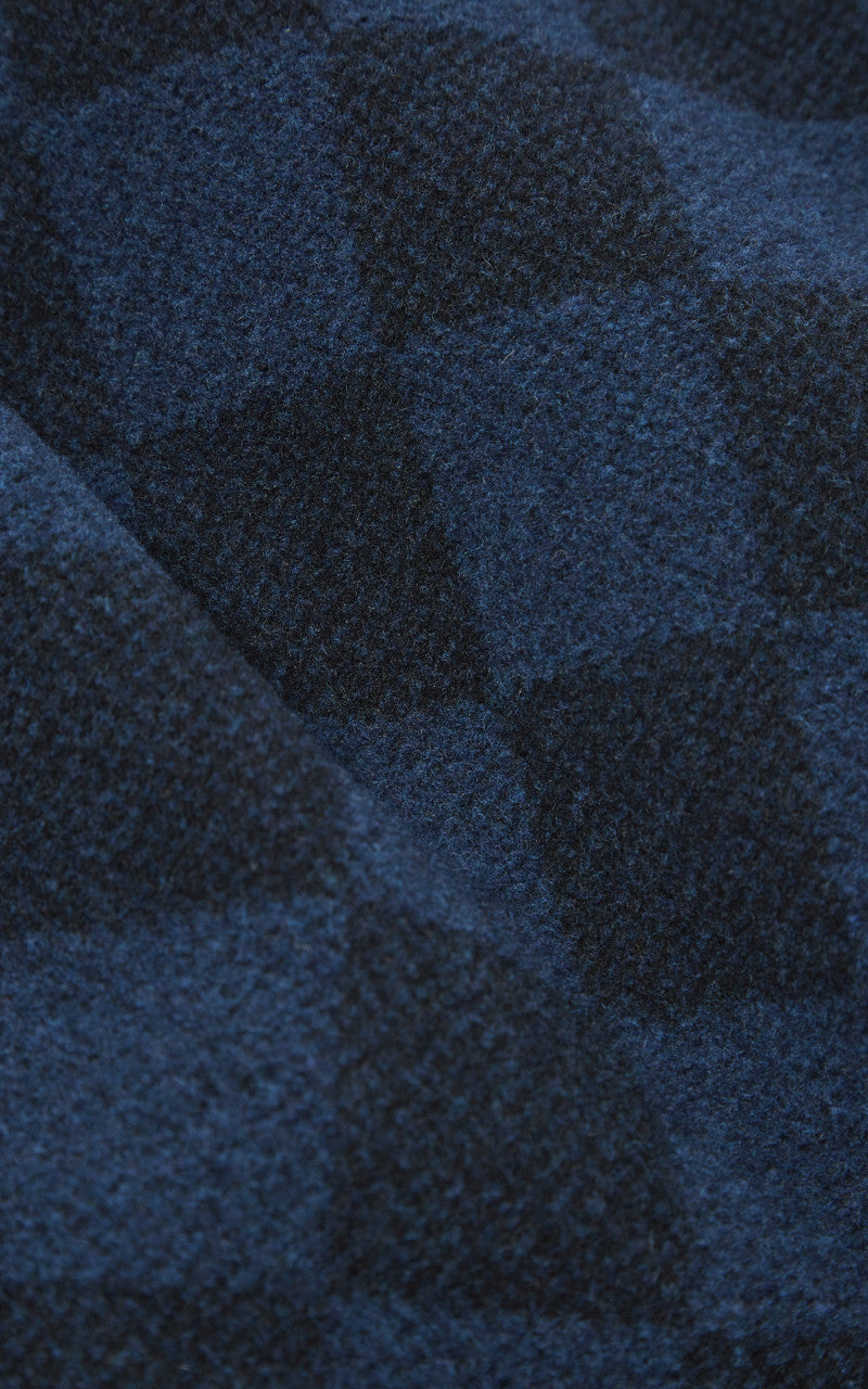Universal Works Overcoat Checkboard Lambswool Navy
