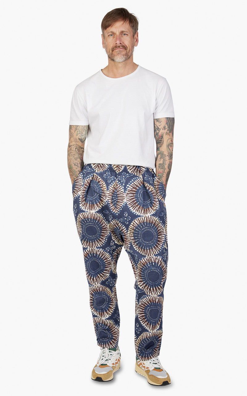 Universal Works Kyoto Work Pant Hookoh Print Navy
