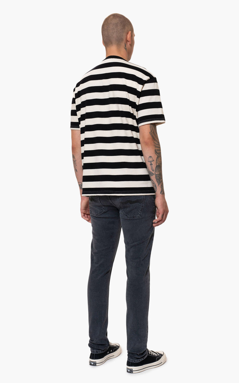 Nudie Jeans Uno Block Stripe Offwhite/Black