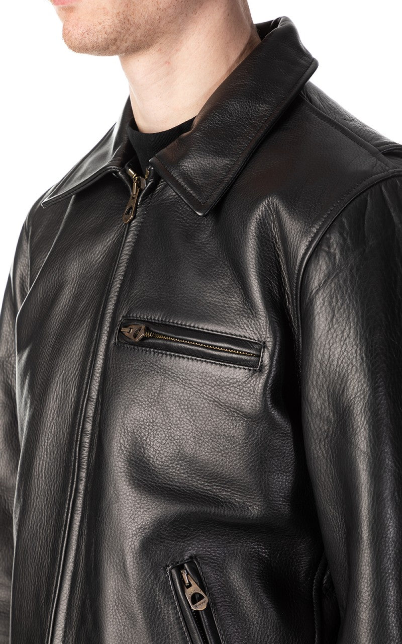 Shangri-La Heritage Varenne Fur Collar Leather Jacket Black