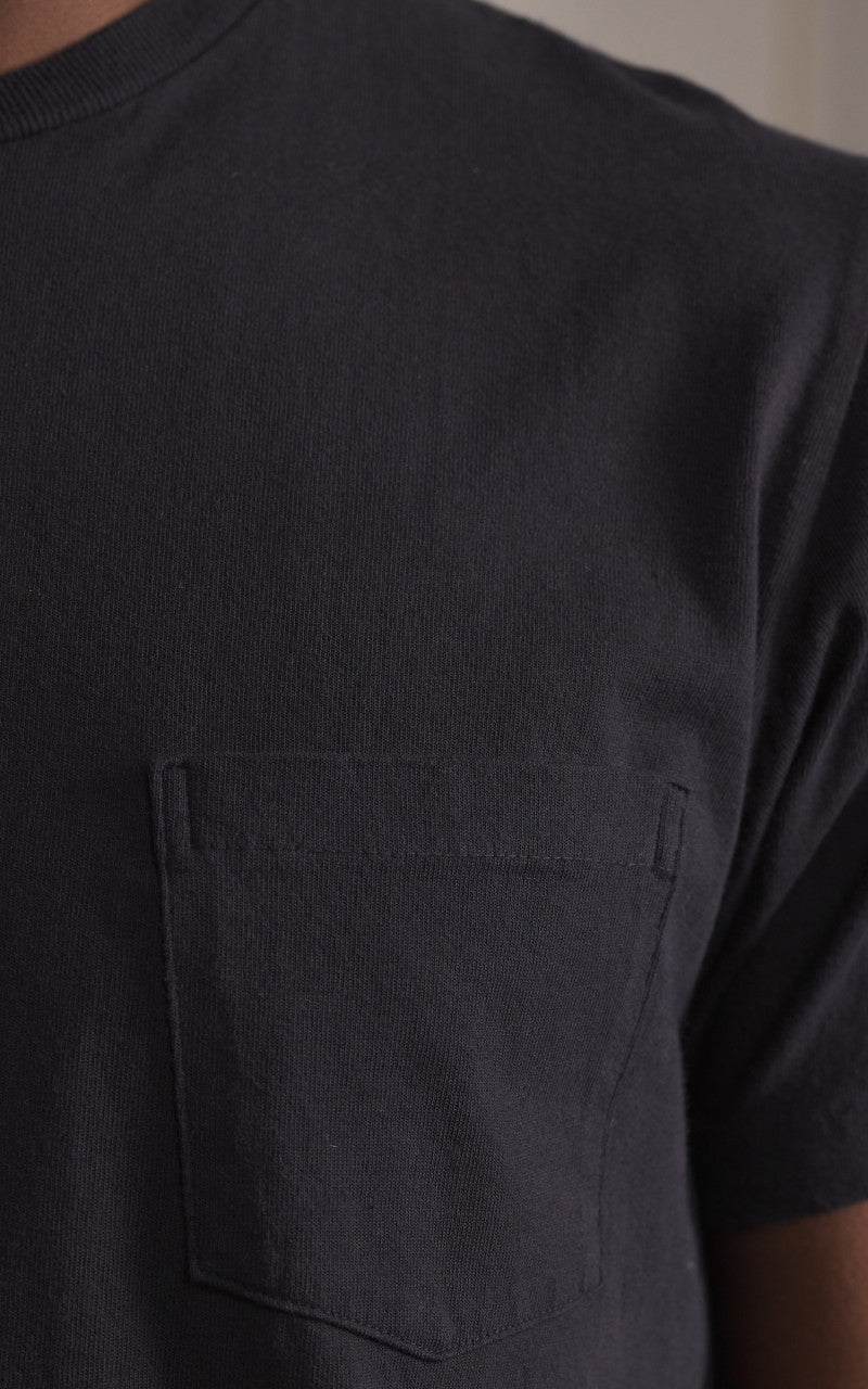 Velva Sheen Crew Neck Pocket Tee Black Indigo Dyed