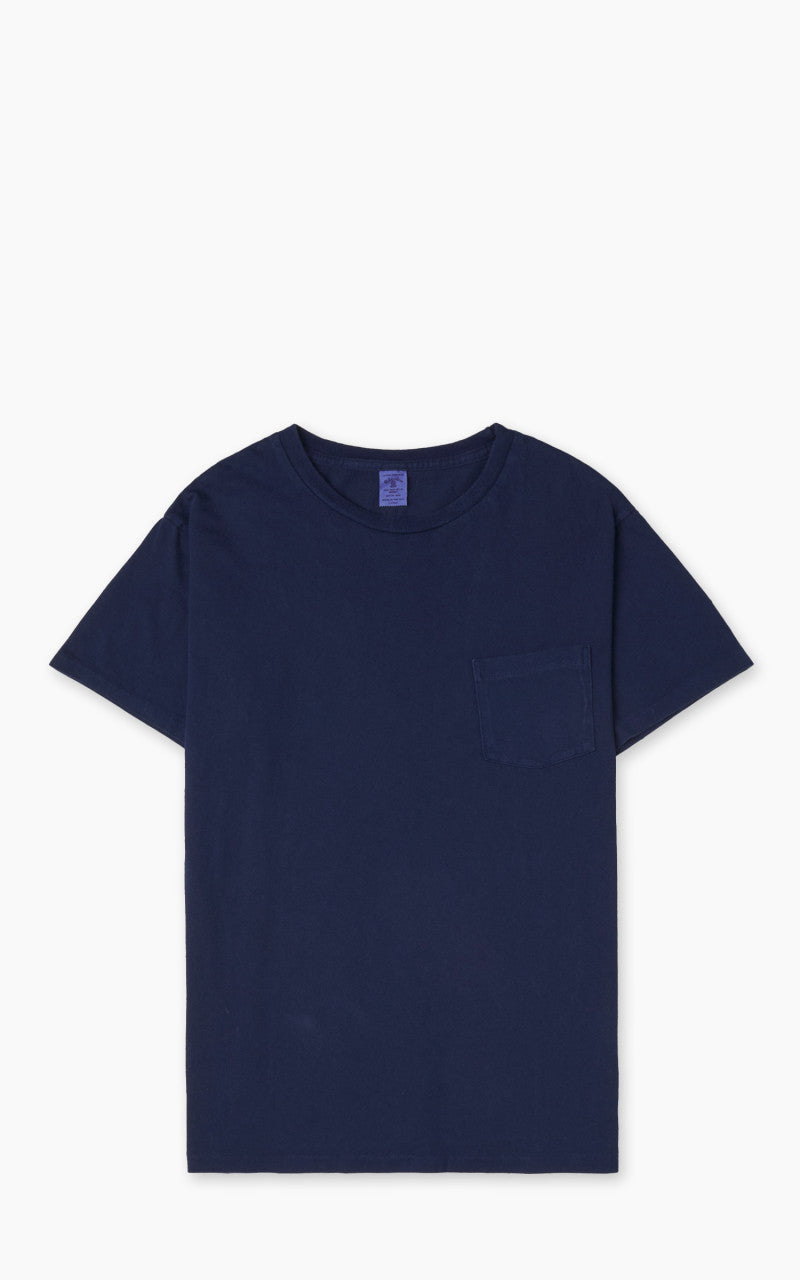 Velva Sheen Crew Neck Pocket Tee Blue Indigo Dyed