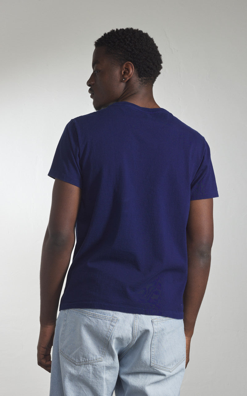 Velva Sheen Crew Neck Pocket Tee Blue Indigo Dyed