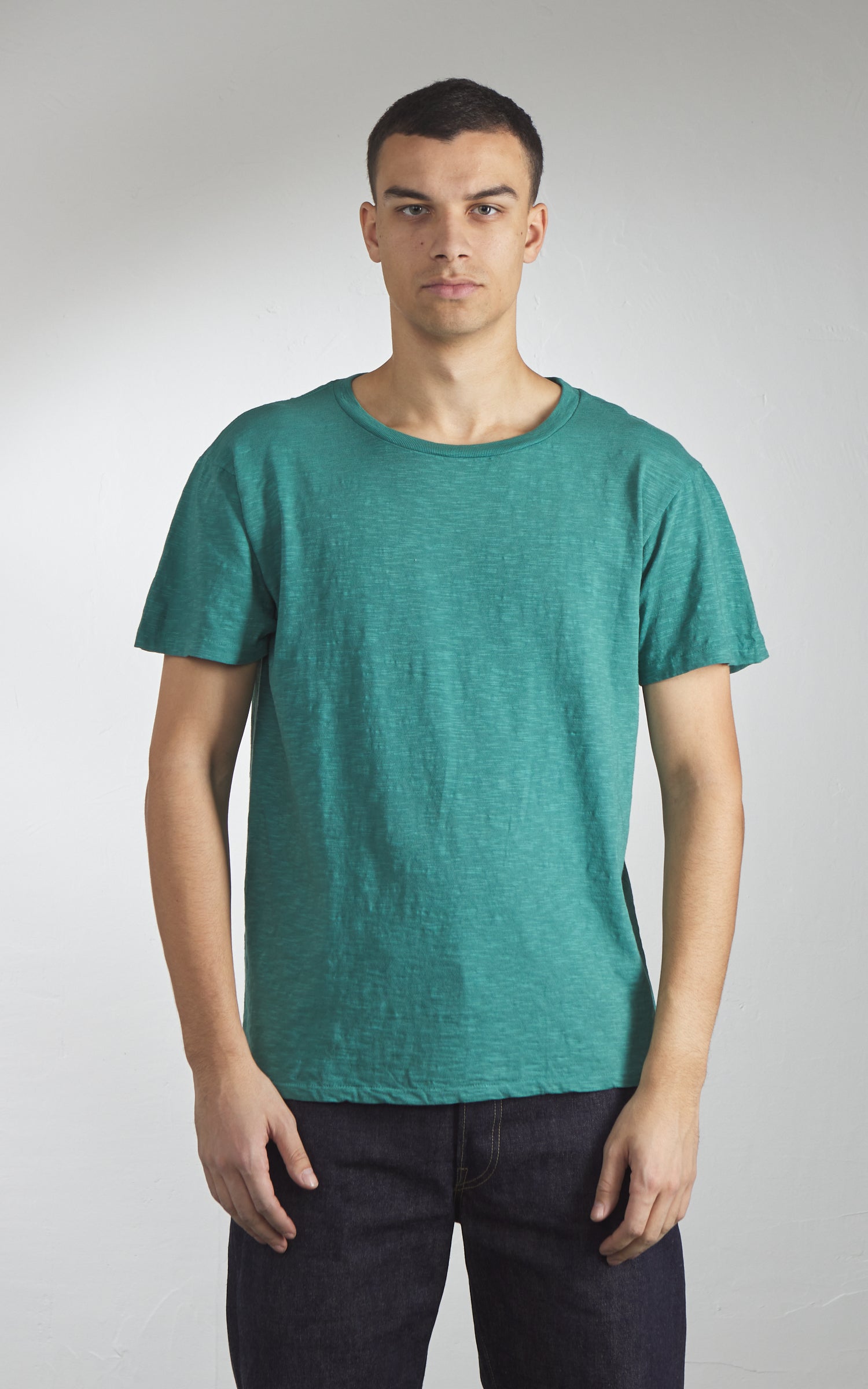 Velva Sheen Rolled Crew Neck Tee Foggy Green