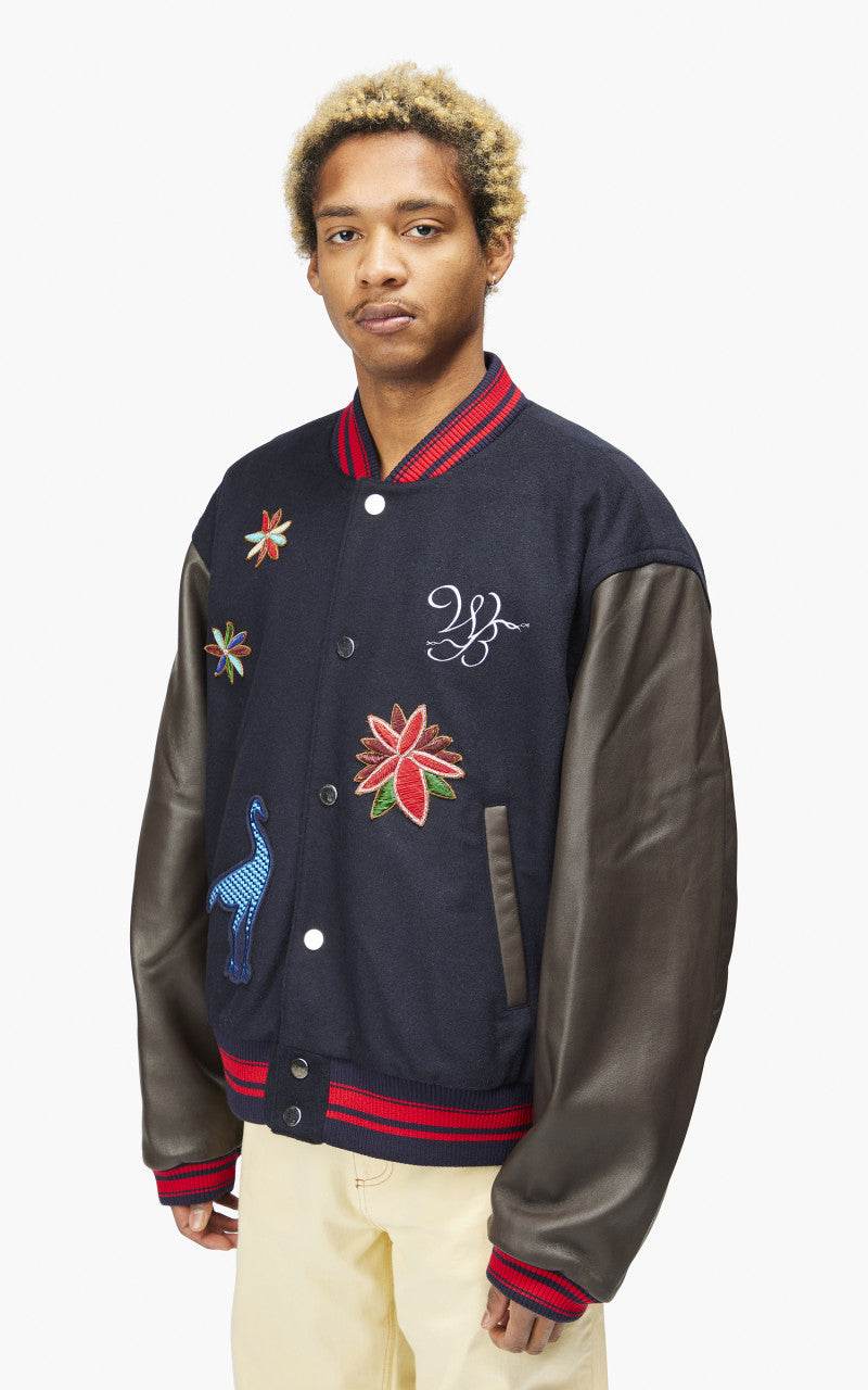 Wales Bonner Ascend Varsity Jacket Navy/Brown