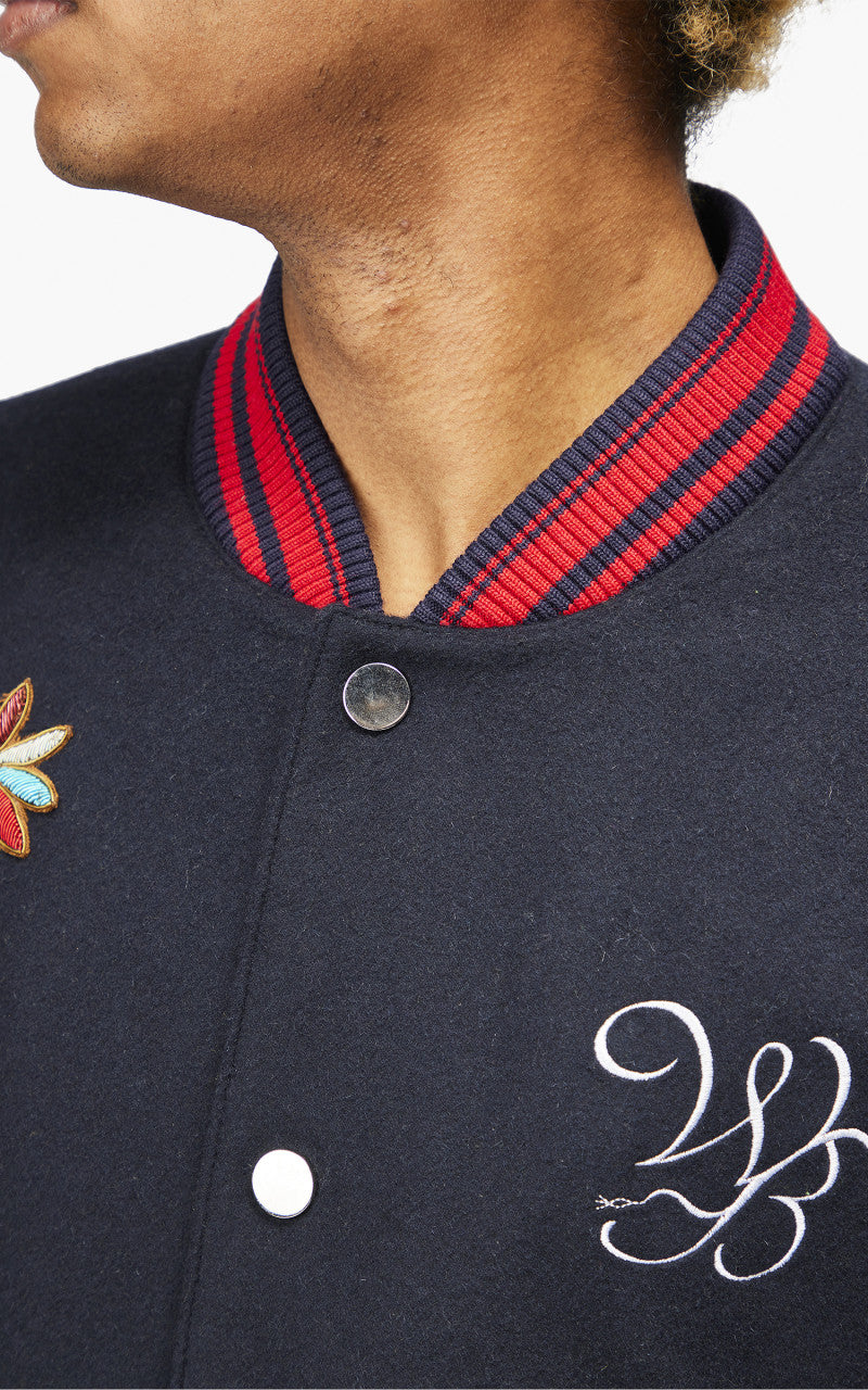 Wales Bonner Ascend Varsity Jacket Navy/Brown