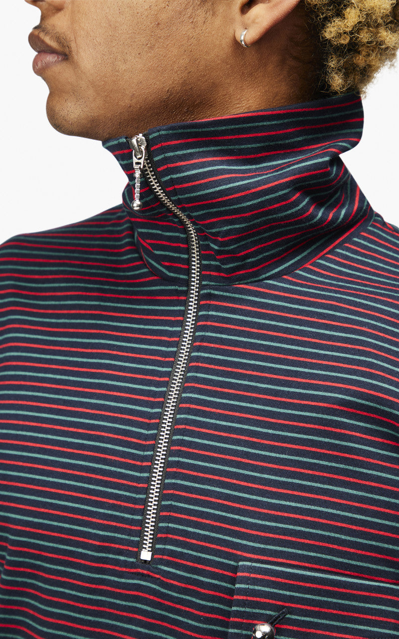 Wales Bonner Franco Half Zip Top Multi/Navy