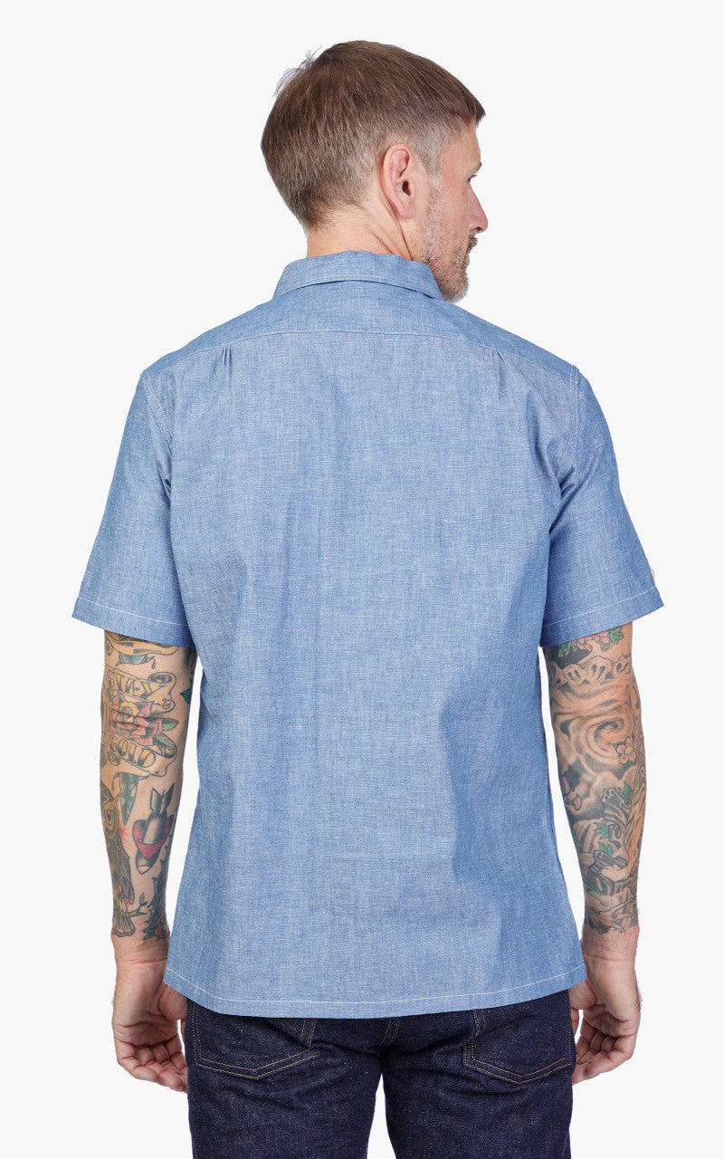 Warehouse & Co. Lot 3091 S/S Open Collar Shirt Chambray Blue