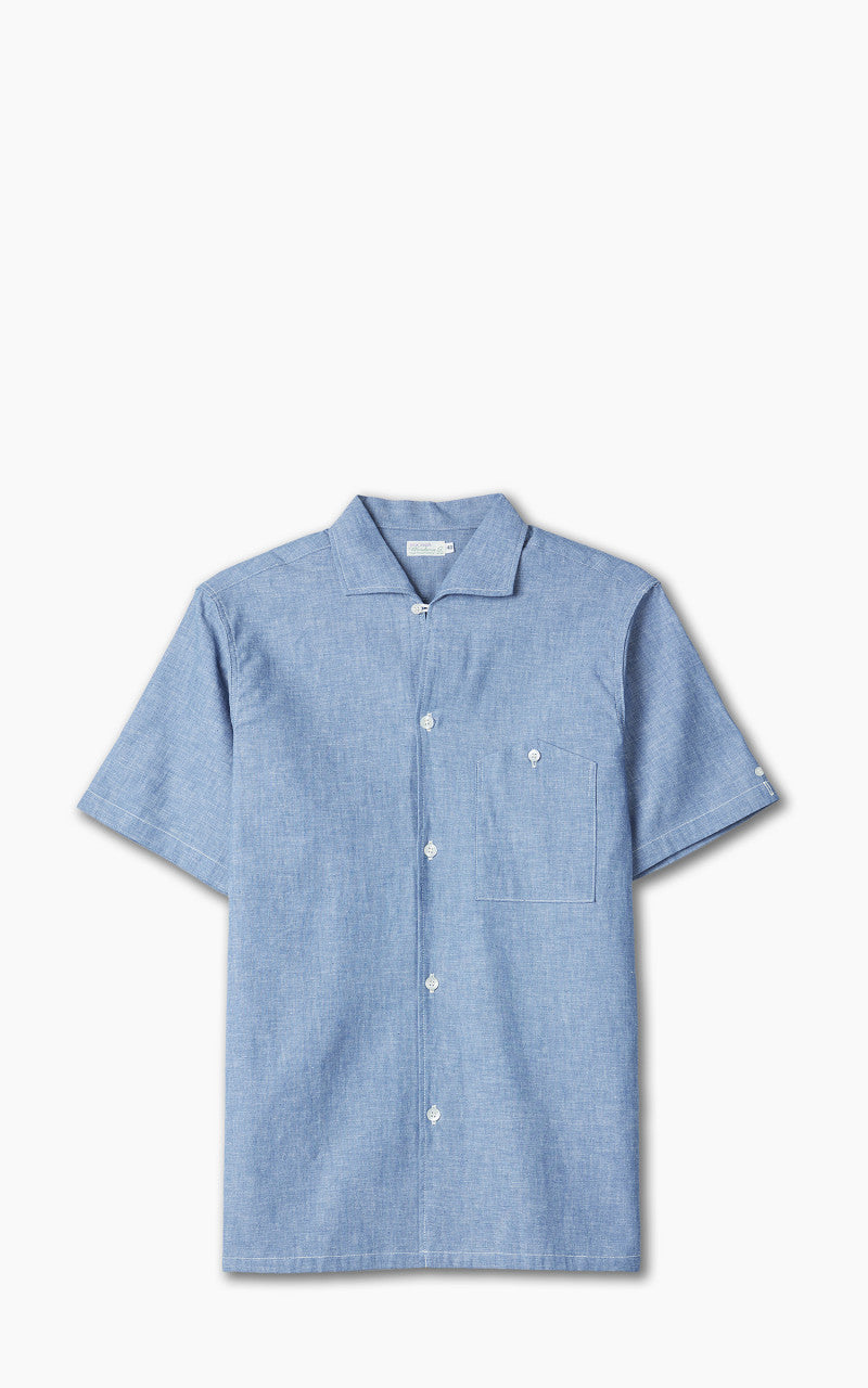 Warehouse & Co. Lot 3091 S/S Open Collar Shirt Chambray Blue