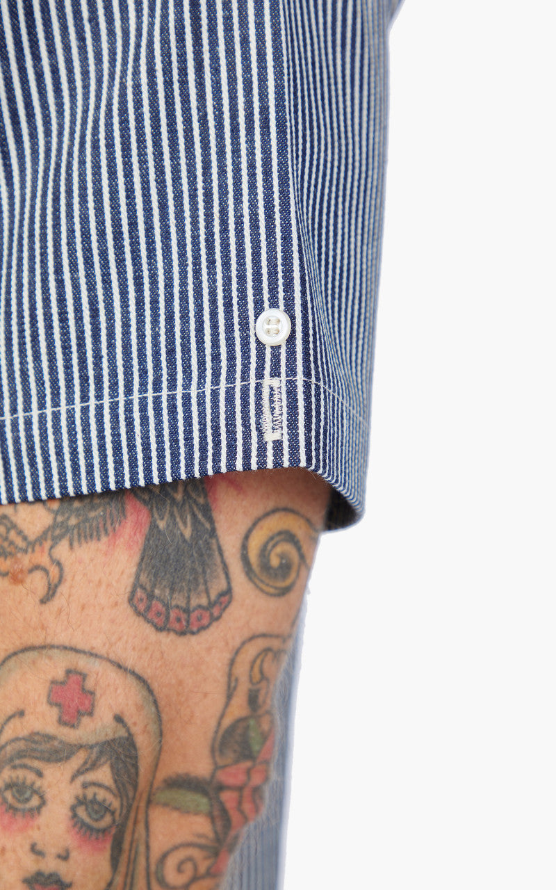 Warehouse & Co. Lot 3091 S/S Open Collar Shirt Hickory Stripe