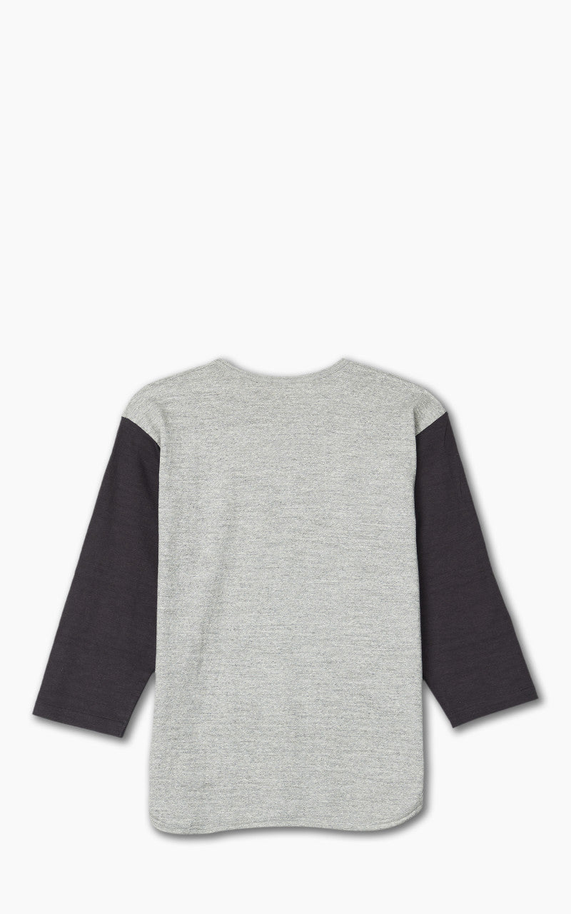 Warehouse & Co. Lot 4058 Three Quarter Baseball Henley T-Shirt Heather Grey/Sumikuro