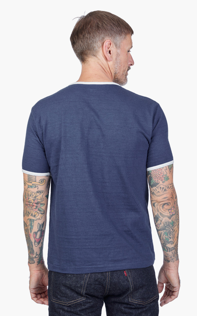 Warehouse & Co. Lot 4059 Ringer Tee ohne Druck Marine/Creme