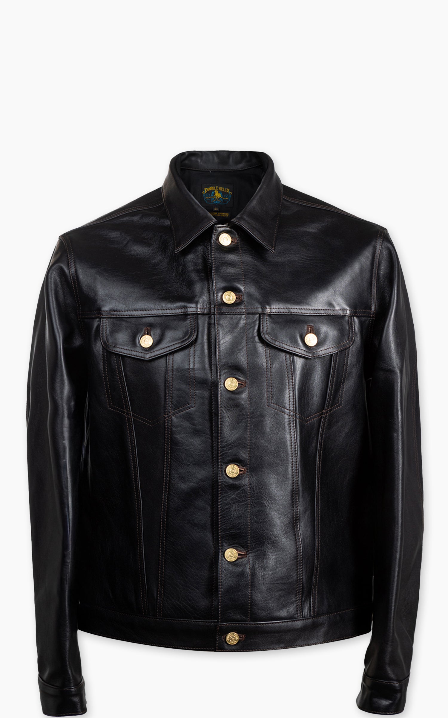 Double Helix Western Pioneer Horsehide Leather Jacket Black