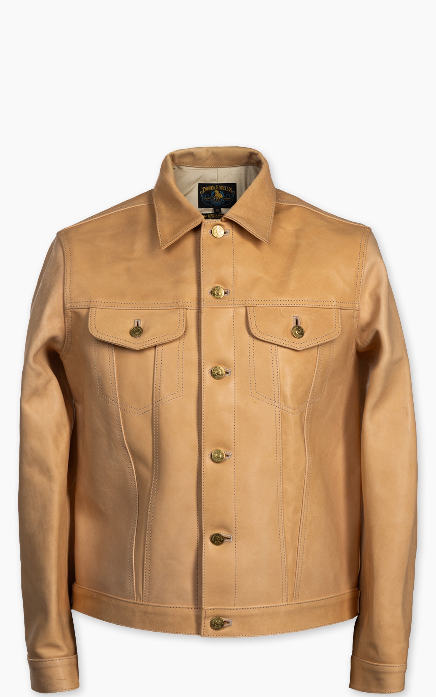 Double Helix Western Pioneer Horsehide Leather Jacket Natural