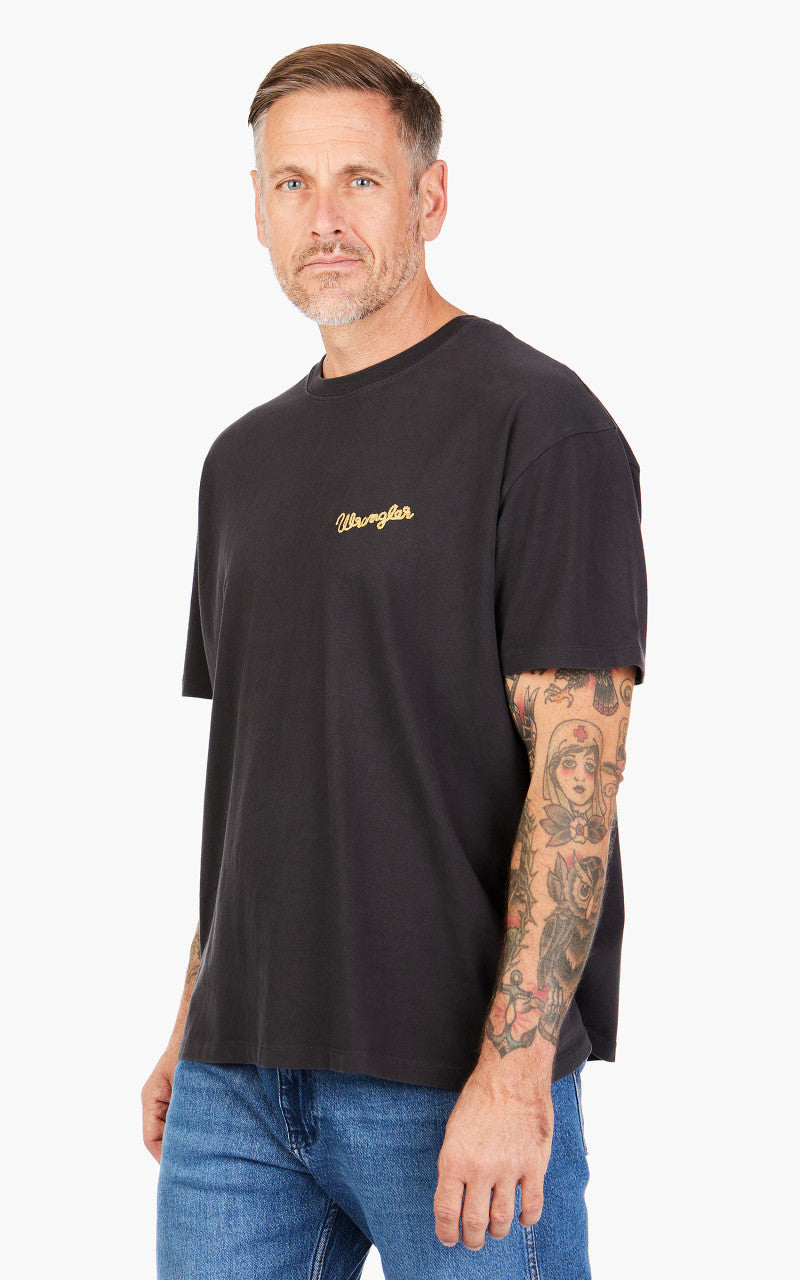 Wrangler Slogan Tee Verblasstes Schwarz