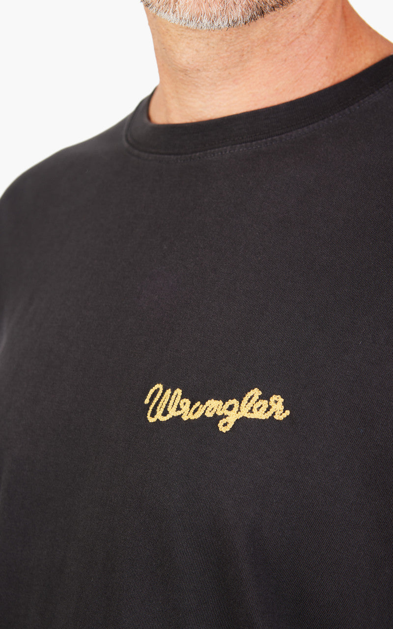 Wrangler Slogan Tee Faded Black