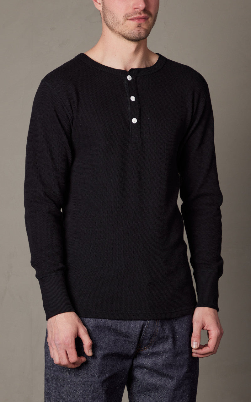 Warehouse & Co. Lot 5904 Waffle-Knit Henley Neck Long Sleeve T